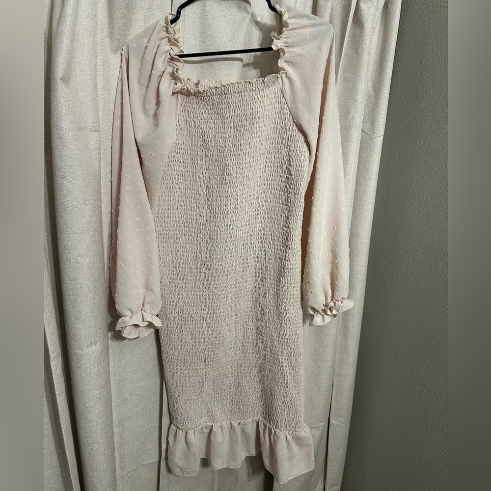 Elegant Cream Smocked Dress